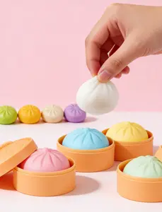 1pc  Simulated Food Stress Relief Toy: White Mini Bread Squishy, Slow Rebound Stress Relief Gadget, Realistic Fake Bread Dough, Stretchable Sensory Desktop Toy, Anxiety Relief, Perfect for Office Relaxation