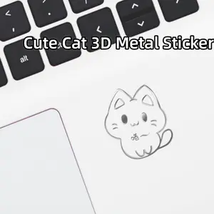 5pcs 3D Metal Texture Cat Stickers | Universal for Phone, Tablet, Laptop & Headphones | Cute Self-Adhesive Decor