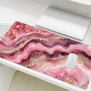 Marble Pattern Mouse Pad, Rectangle Gaming Mouse Pad, Non-Slip Rubber Base Stitched Edge Desk Keyboard Pad for Home Office Game Room, Desk Accessories, Desktop Accessory