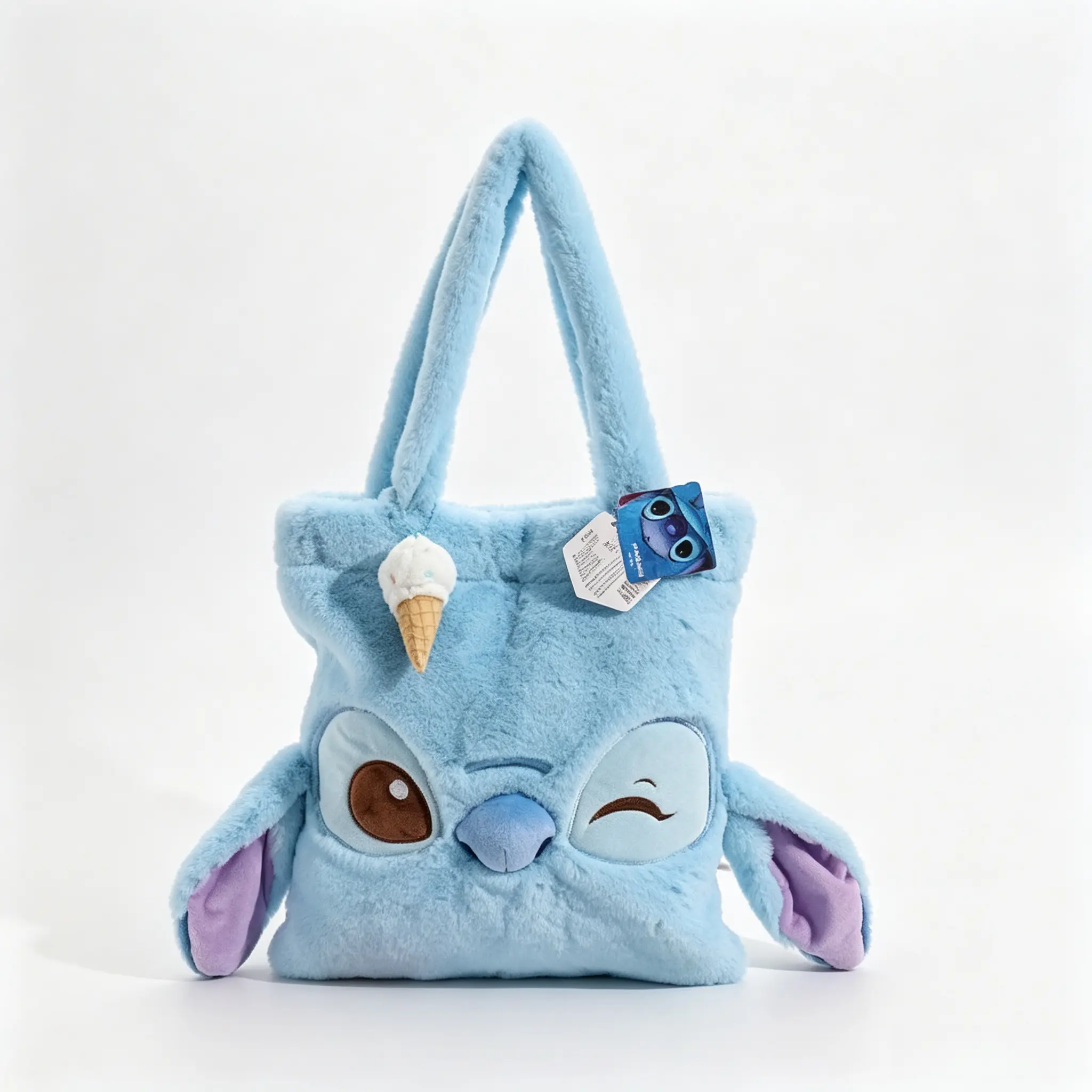 Disney Stitch Plush Toy Shoulder Bag, Soft Stuffed Doll‑Style Crossbody Purse, Adjustable Strap Zipper Plush Handbag, Cute Cartoon Character Bag for Daily Casual Outing, Fan Collectible Gift for Girls Teens Women