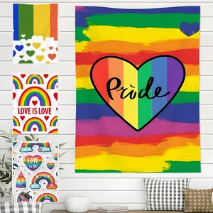 PIKPAKA Rainbow Heart LGBT Tapestry Artistic Textile Decor Easy-Hang microfiber wall hanging creates perfect backdrops for photos or events. Ideal for living rooms, bedrooms & outdoor decor Enhances Ambiance Changeable Decor