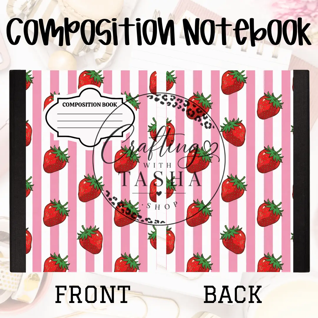 Strawberry/Stripe Composition Notebook