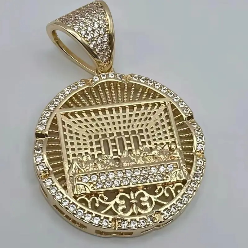 THE LAST SUPPER beautiful pendant with clear stone's gold-plated NO CHAIN