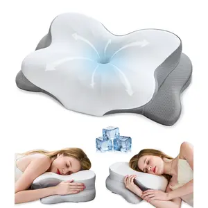 Cervical Neck Pillow, Ergonomic Memory Foam Pillow for Neck Pain Relief with Dual-Height Design, Breathable Pillowcase, Neck Support for Side Back & Stomach Sleepers, Odorless White