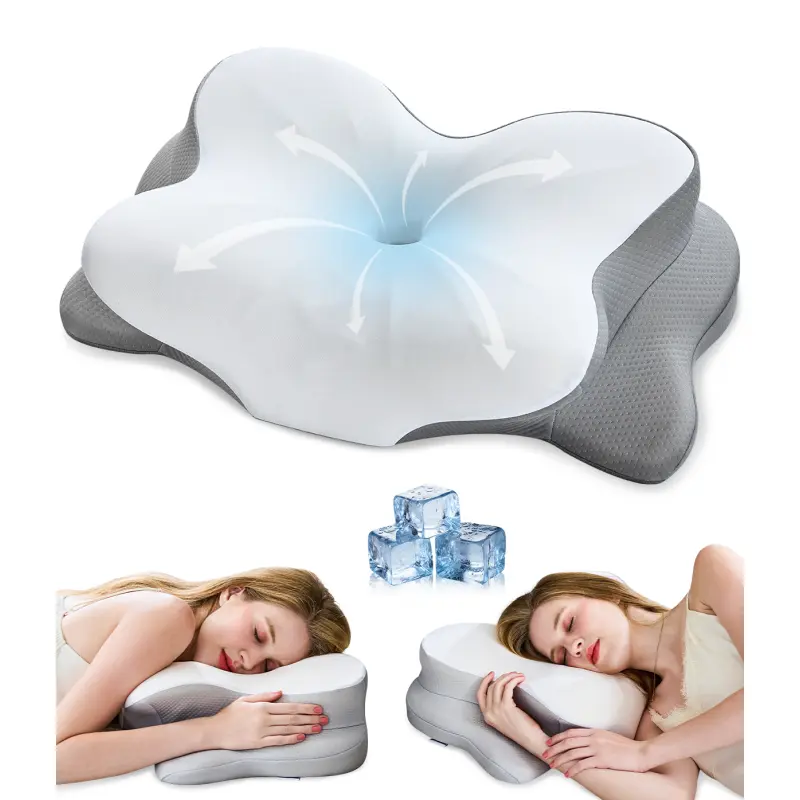 Cervical Neck Pillow, Ergonomic Memory Foam Pillow for Neck Pain Relief with Dual-Height Design, Breathable Pillowcase, Neck Support for Side Back & Stomach Sleepers, Odorless White