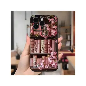 Aesthetic Phone Case Featuring Pink Books And Flowers, Suitable For IPhone17/IPhone17 Air/IPhone17 Pro/IPhone17 Pro Max/16 Pro Max/15 Pro Max/14 Pro Max/13 Pro Max/12 Pro Max. Perfect Christmas Gift For Women, Men, Or Sisters.