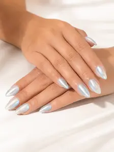 Cinderella's Glass Slipper Cat-Eye Semi-Translucent Press On Nails - Premium Salon-Quality, Handcrafted Nail Set