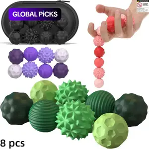Fidget Balls Toy, 8 Counts Silicone Sensory Stress Relief Toy, Quiet Executive Desk Fidget Toys for Office, Fun Textures Roller Travel Toys Gift #GLOBAL PICKS