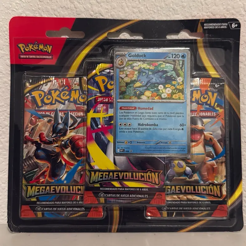 Pokmon - SPANISH Mega Evolution Triple / 3-Pack Blister | Golduck | Brand New & Sealed - TikTok Shop Pokmon - SPANISH Mega Evolution Triple / 3-Pack Blister | Golduck | Brand New & Sealed - TikTok Shop