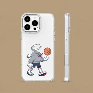 Phone case suitable for iPhone 17/16/15/14/13/12 pro/Max/Plus, boy's basketball dream pattern luxury transparent electroplated frame lens protection case, soft