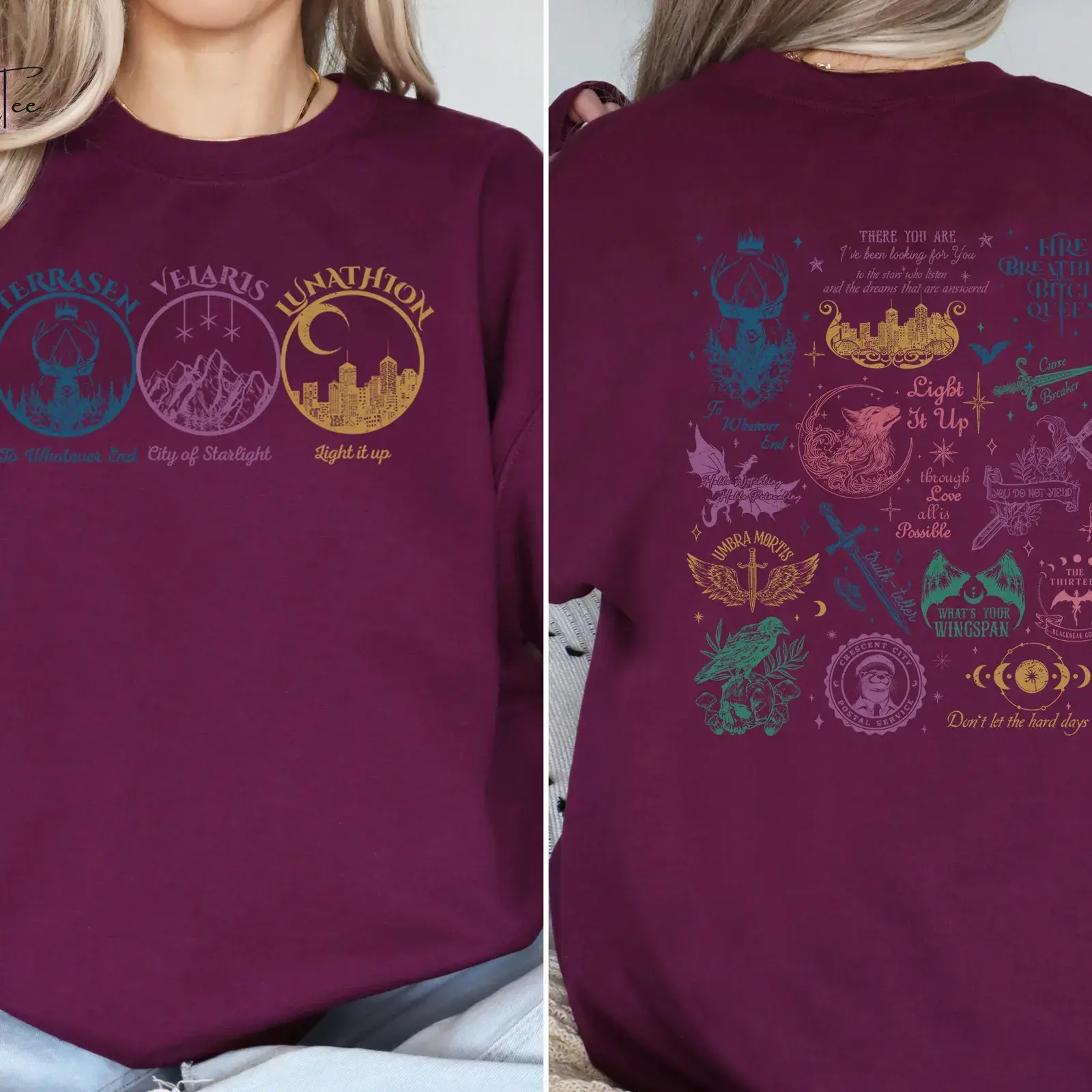 Throne of Glass Acotar Sweatshirt, Fireheart Sweatshirt, Crescent City Merch, Throne of Glass Merch