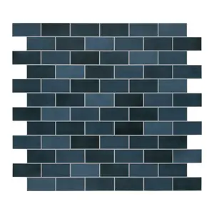 INNO STICKERS 10-Sheet Subway Peel and Stick Backsplash, 11.3" x 10.8" Blue Mixed Brick Stone Composite Self Adhesive Wall Tile, Stick on Backsplash for Kitchen, Bathroom, Fireplace