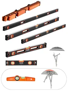VEVOR 6-Piece Torpedo Level (Only 10-inch has magnetic),  78/48/32/24/16/10 Inch Box Levels Set, Bubble Vials Ruler for 45/90/180 Degree, Shock-Proof Aluminum Alloy Magnetic Leveler Tool, SAE/Metric Scale(Only 10-inch has magnet)