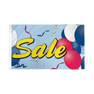 Festive & Party Balloon Print Backdrop Banner - 3x5ft Dye Sublimation Polyester Fabric Flag with Header Tape