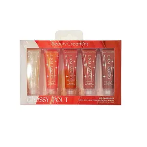 Beauty Creations Glossy Pout Lip Gloss Set - 5 Tubes of Shimmering Lipgloss for Radiant Lips Moisturizing Lipstick Makeup