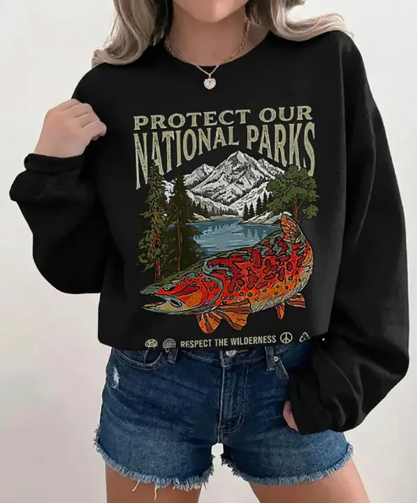 Respect The Wilderness Sweatshirt, Hiking Camping Sweatshirt