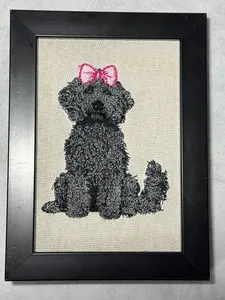 Labradoodle Goldendoodle Poodle Mix Dog Machine Embroidered and Framed! Unique Canine Charm Tabletop Decor for Home or Office! Other Designs and Breeds Available! Desktop Decoration Signs