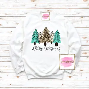 Merry Christmas Leopard and Turquoise Trees Sweater