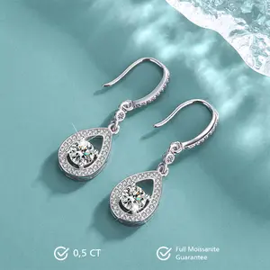 Raindrops Elegant Moissanite Earrings S925 0.5 CT- Round Cut - Lore Jewelry