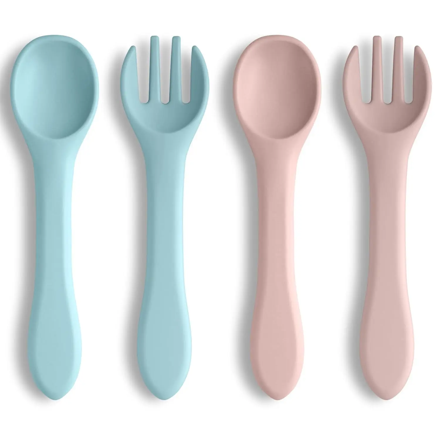 Blue pink spoon and fork