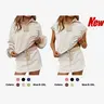 Fisoew Women's Trending Striped 2-Piece Matching Set - Long Sleeve Casual Sweatshirt & Skort, Elastic Fabric, Elegant Casual Women's Lounge Set for Workout, 2 Piece Sets, Two Piece Sets Women