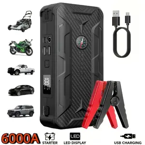 Portable car emergency jump starter, emergency tire inflator, portable car emergency jump starter, emergency jump starter accessories and tools with LED light, suitable as a gift