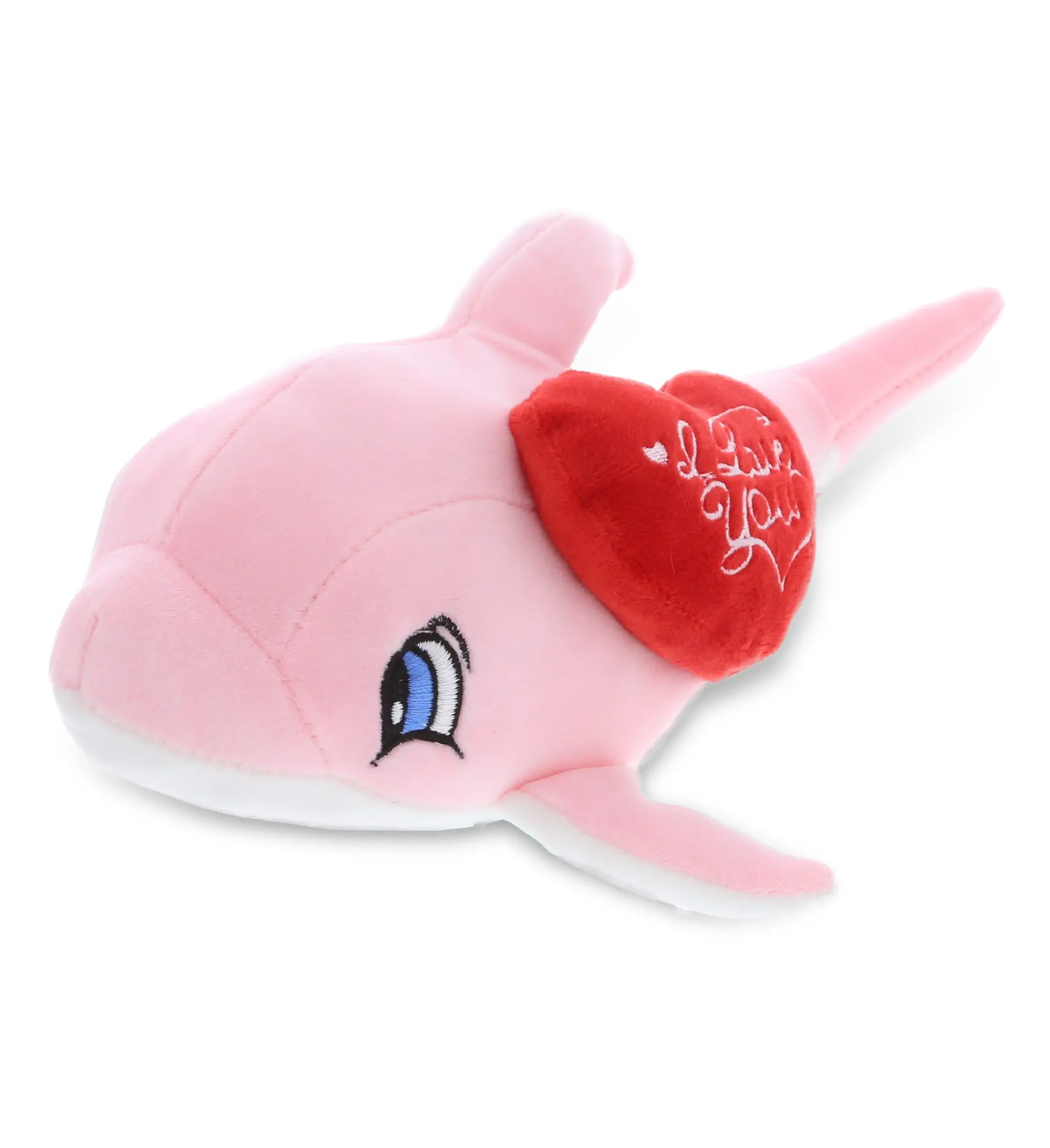 PLUSH I LOVE YOU RED HEART - BABY SOFT PLUSH - PINK DOLPHIN