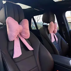 Car Headrest Pillow, Cute Bowknot Design Car Neck Pillow, Comfortable Neck Support Pillow, Car Interior Accessories for Women & Girls
