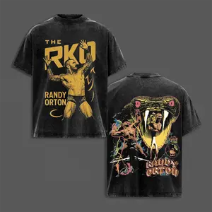 Retro RKO Randy Orton Inspired Washed Tee, WrestleMania Grunge Attitude Heavyweight Cotton Shirt, WWE Attitude Era Streetwear Top for Bold Festival Looks, Gift for Fans