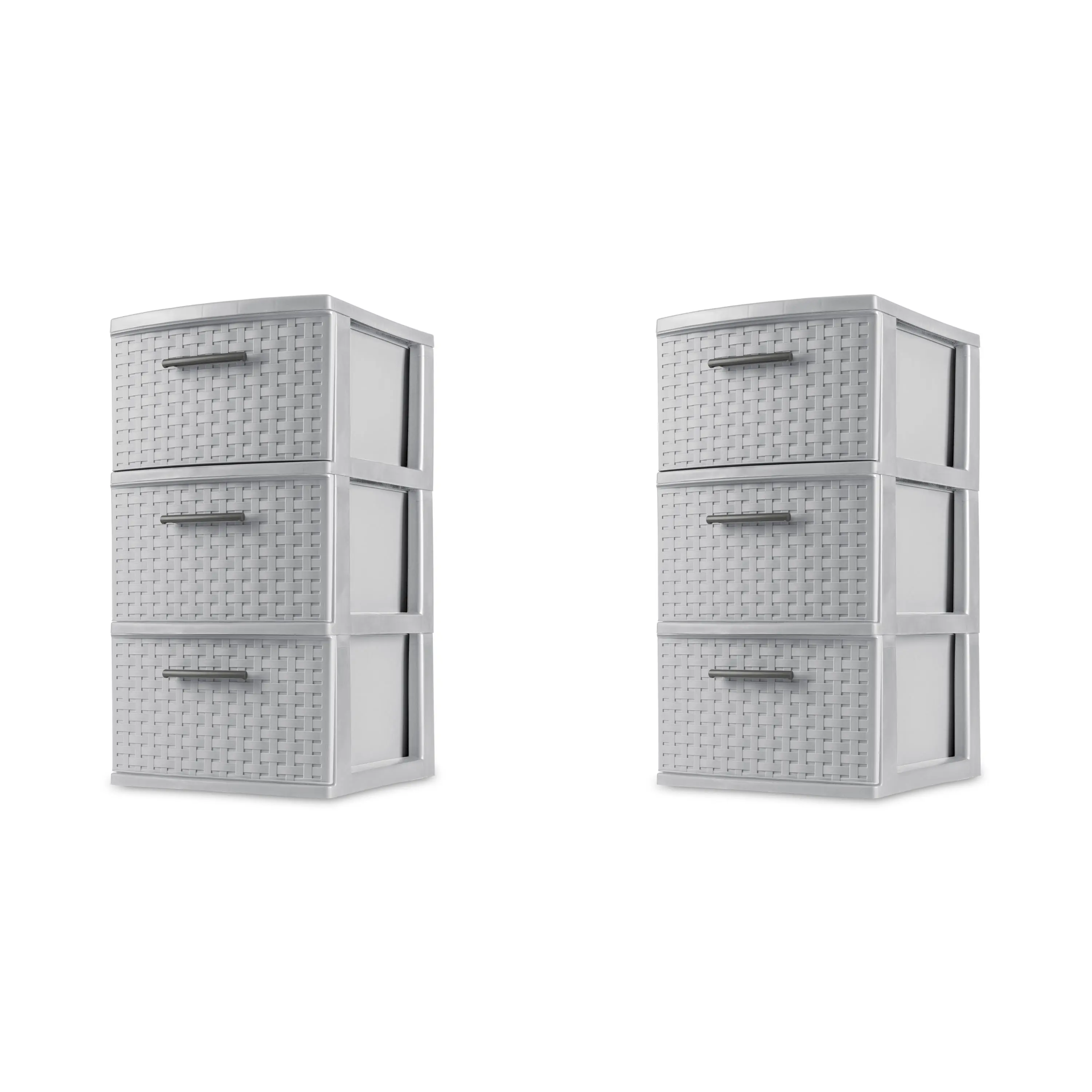Sterilite 3 Drawer Weave Tower Plastic, Cement, Set or 2
