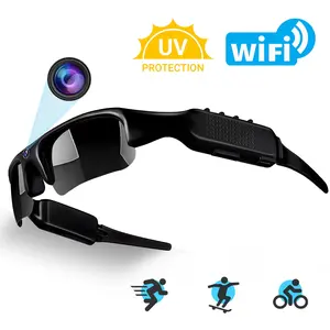 Action Camera Sunglasses, 1080P HD Wearable Video Sunglasses, WiFi Connection, UV Protection, Loop Recording, Hands-Free Footage, for Cycling, Skiing, Hiking & Adventure Vlogging