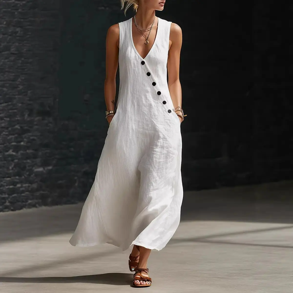 sexy dress cutting Crisscross Lace-up Cut Out Dresses for Women Mock Neck High Slit Bodycon Maxi Dress, White / XXL Color:Cameo Pink 30052025 Modern Wedding Dresses Spring Regular Silhouette