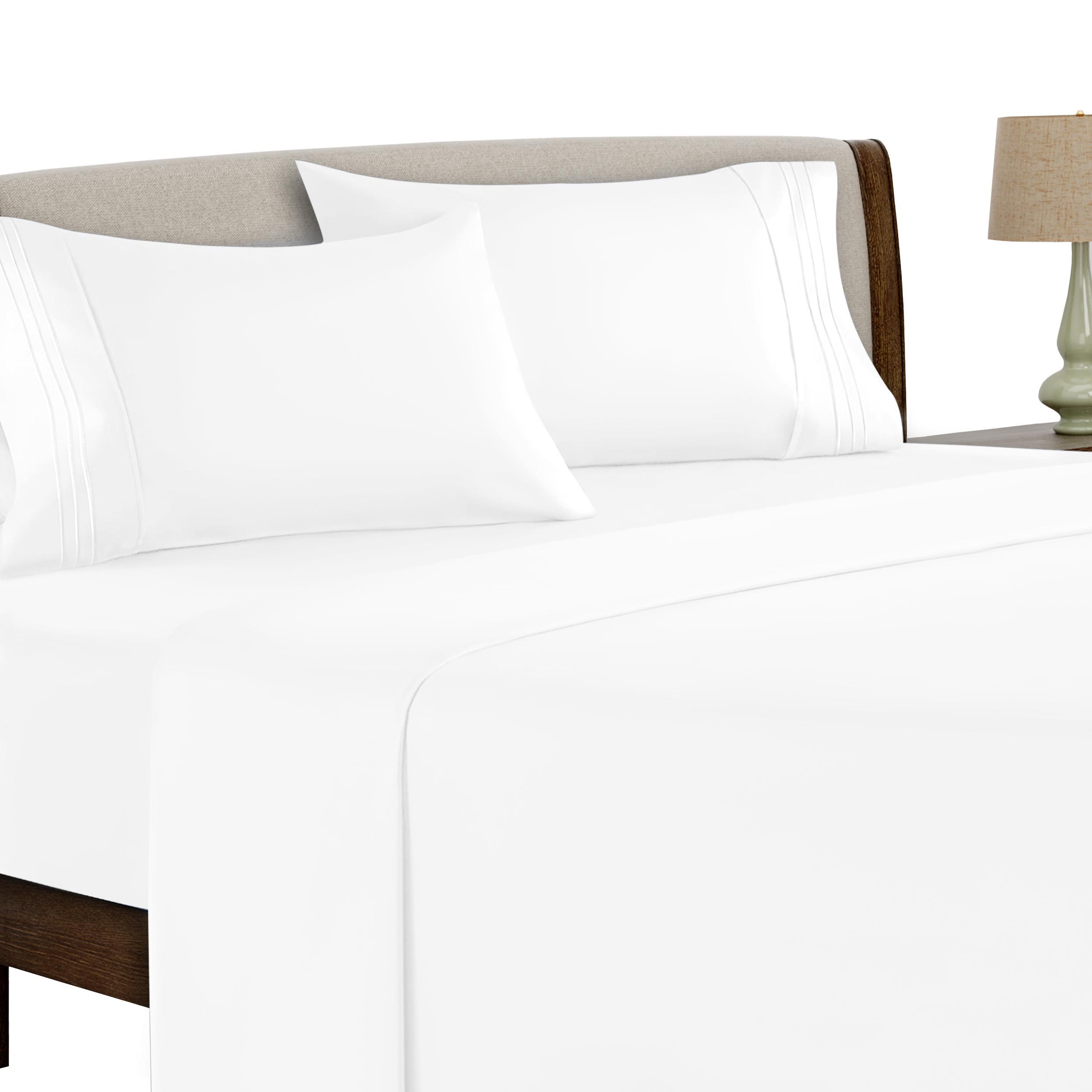 Lux Decor 4 Pcs Bed Sheet Set-16" Deep Pocket Queen Sheets-Floral,Quatrefoil,Solid King Bed Sheet With Embroidered Pillo