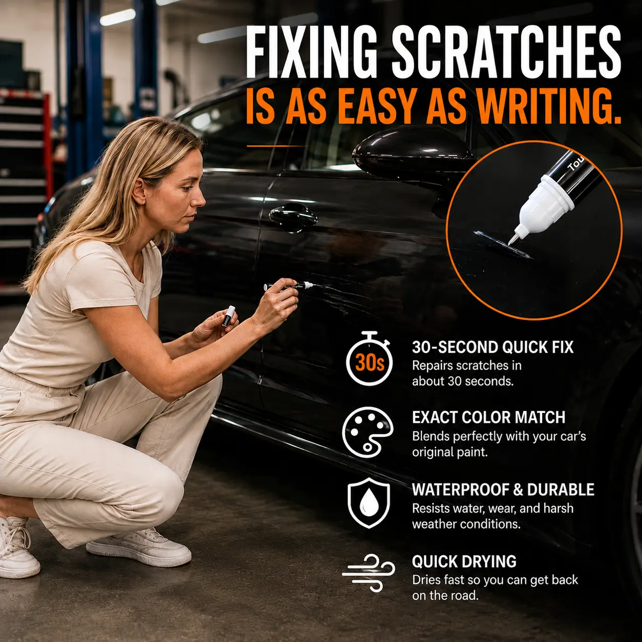 Car Scratch Repair Touch Up Paint Pen for Cars – Quick Dry Auto Paint Repair Tool for Minor Scratches & Scuffs, DIY Car Paint Restoration Pen Water-Resistant Non-Fading Automobile Paint Touch-Up Pen, Vehicle Scratch Repair Tool, 【Summer Sale Deals】