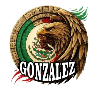 Personalized Last Name or State Mexico Decal - Gonzalez Design with Eagle and Mexican Flag Colors