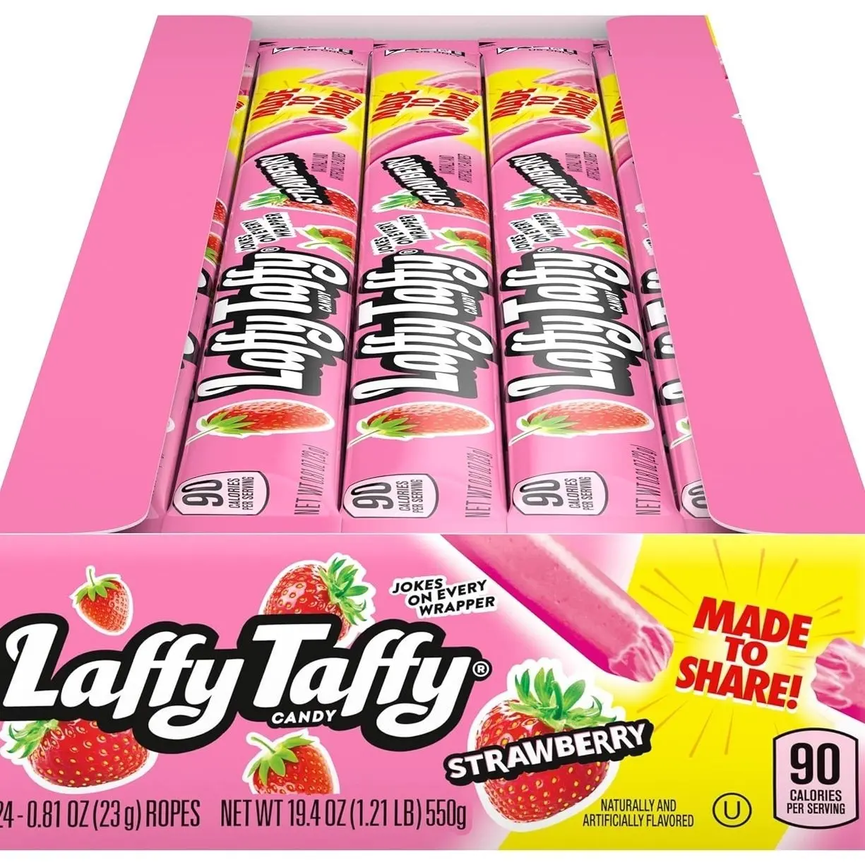 Laffy Taffy Rope Candy, Strawberry Flavor, 0.81 Ounce Ropes (Pack of 24)