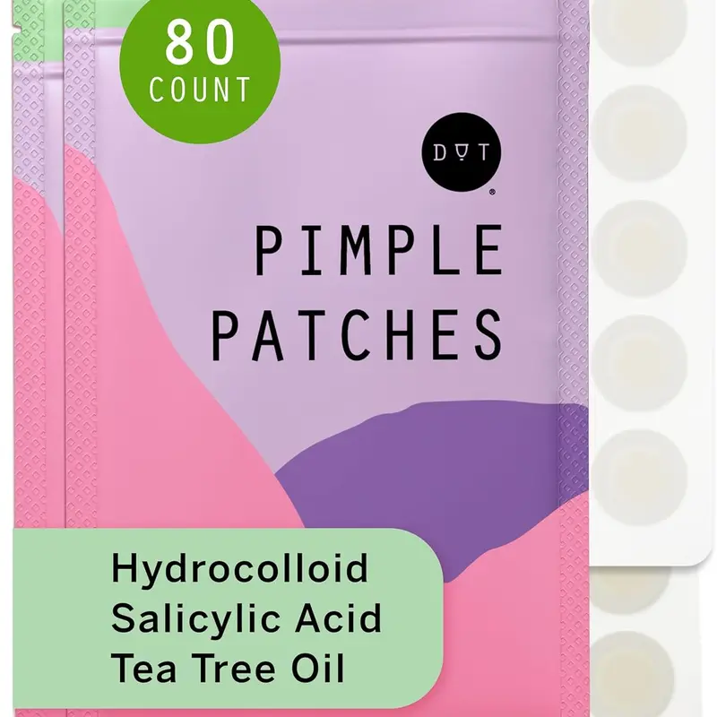Dot Pimple & Zit Patches for Face – All-Natural Custom Triple-Action Formula Absorbs, Clears & Brightens Acne Spots with Hydrocolloid, Vitamin C, Tea Tree Oil & Salicylic Acid (10mm, 80ct)