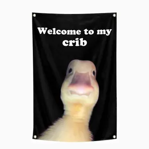 Welcome to My Crib Flag ，Wall Art 2x3 Feet Indoor Outdoor Bedroom Teen Room Living Room Decor Hanging Canvas， party， University dormitory, decoration for the walls, Home Bedroom Decor