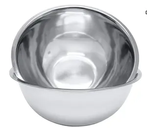 8 Quart, Set of 2, Mixing Bowls, Stainless Steel, Professional Chef, Commercial Kitchen, 13.25 Inches Diameter, Flat Base