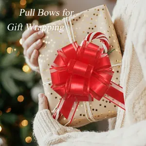 6 Pieces 6 inches Large Pull Bows, Bow for Gift Wrapping, Pull Bows for Christmas Party Birthday Gift Wedding Baskets