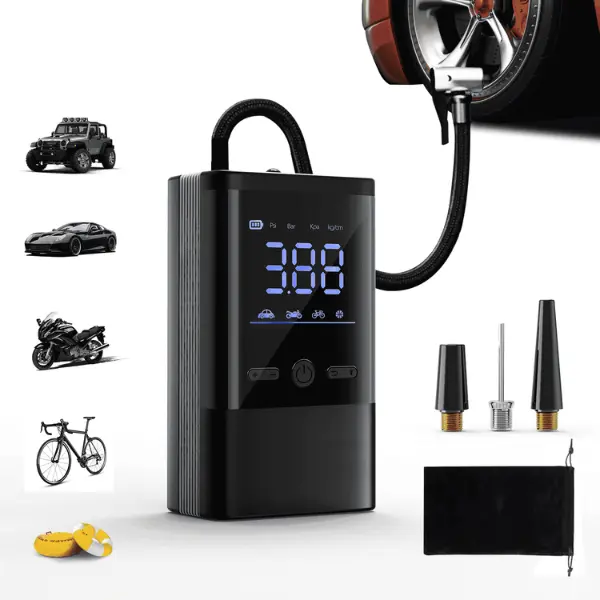 Portable Tire Inflator Air Compressor, 150 PSI Fast Cordless Car Air Pump with Digital Pressure Gauge, Auto Shut Off, LED Light, for Car, Bike, Motorcycle, Ball, Swim Ring, Rubber Boat