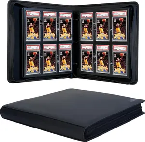 Graded Card Slab Binder for PSA, CGC, AGS | Holds 24 Graded Cards with 4 Pages | Premium 6 Card Slot Graded Cards Binder Storage Zipper Card Holder Album for PSA, CGC, AGS