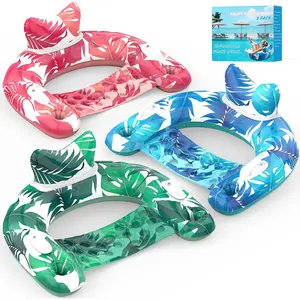3 Pack Inflatable Pool Float Chairs with Cupholders & Handles, Pool Floats for Adult & Kids Perfect for Pool Lake & Rivers, Pool Party Toys, Relaxing Inflatable Chair for Swimming Pool