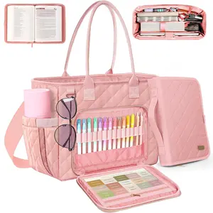Large Bible Bag with Cover Case for Women, Church Bag with Shoulder Strap, Quilted Book Cover for Bible Study Supplies, a Christian Gift for Women