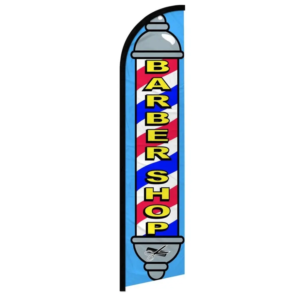 Windproof Curved Barber Shop Flag, 11.5x2.5ft Windless Outdoor Banner, Party Decorations Banner for Home Festive Supplies Backdrops, Outdoor Banners, Party Decorations Banners