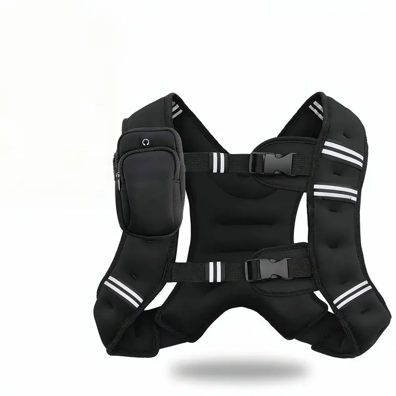 Unisex Adjustable Resistance Weight Vest - 6lb/8lb/12lb/16lb/20lb/30lb, Reflective Stripe, Strap, Neoprene Mesh, Mesh Pocket, Balanced Load, Weight Equipment for Core Strength & Resistance Training, Bodybuilding Vest