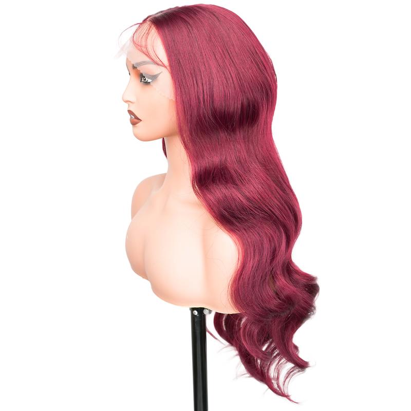 MIRELLE Body Wave 30 Inch 13x6 HD Lace Front Synthetic Wig 220% Density - #99J Burgundy Free Part, Pre-Plucked Anti-Snag/8H Hold, Breathable for Weddings/Bridesmaid Duties