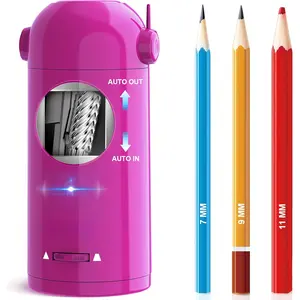 Electric Pencil Sharpener for Colored Pencils, Fully Automatic Robot Pencil Sharpener, Auto in & Out, Rechargeable Hands-Free for 7-11.5mm  Pencils, , Classroom