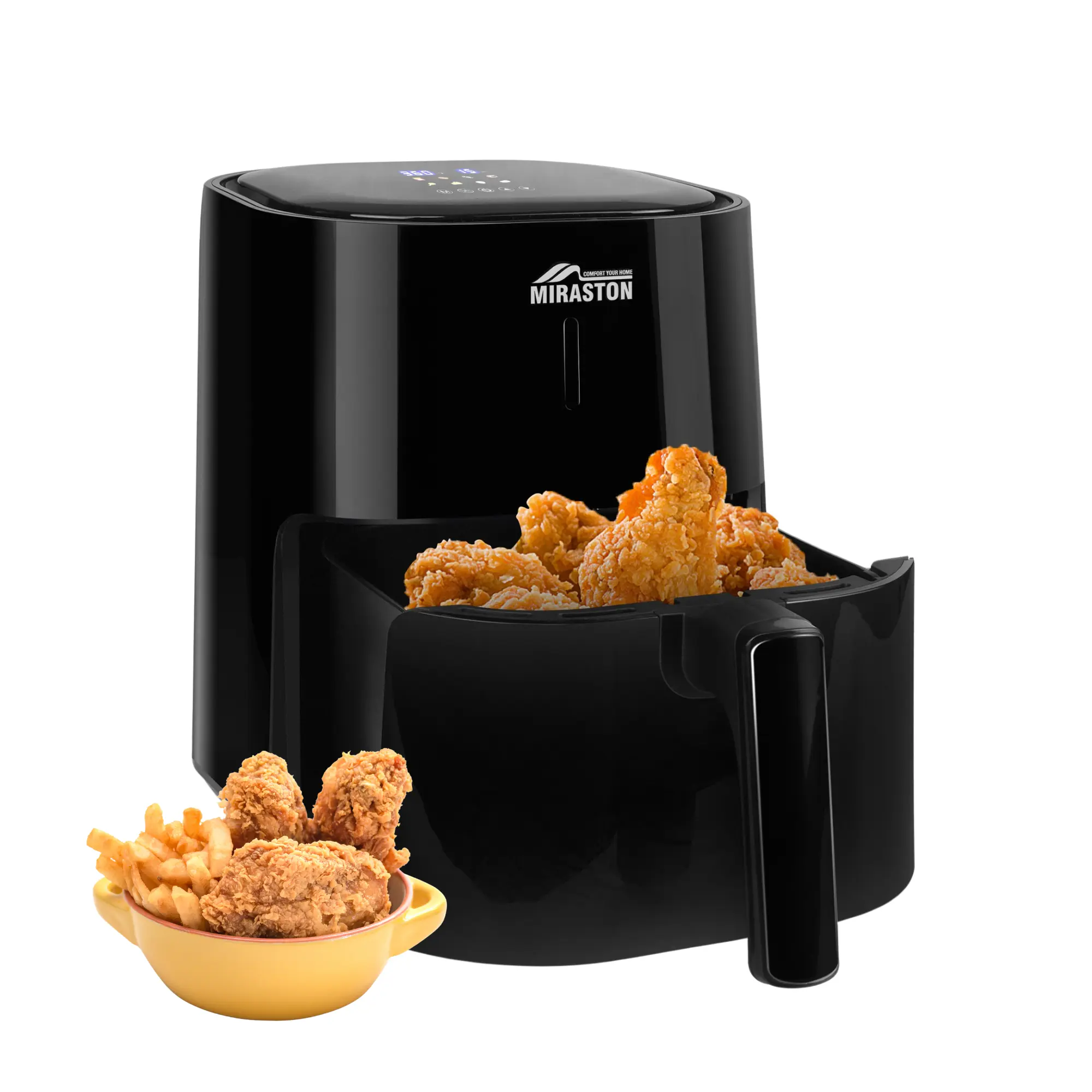 MIRASTON 4.5QT Color Screen Air Fryer, Digital Control with 8 Cooking Presets, Dishwasher-Safe, Nonstick Basket, 1400W