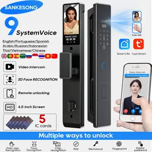 Tuya 3D Face Recognition Smart Door Lock Security Camera Monitor Intelligent Fingerprint Password Electronic Key Unlock